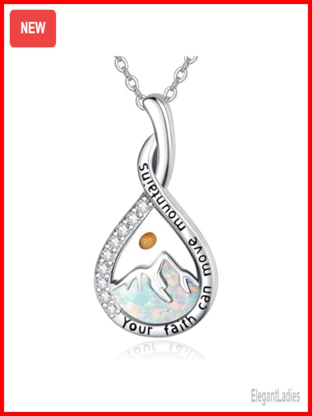 Sterling Silver Mustard Seed Mountain Necklace Opal CZ Faith Gift